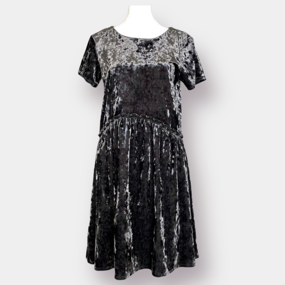 NEW Gray Velour Dress Kids Size “15 Years”